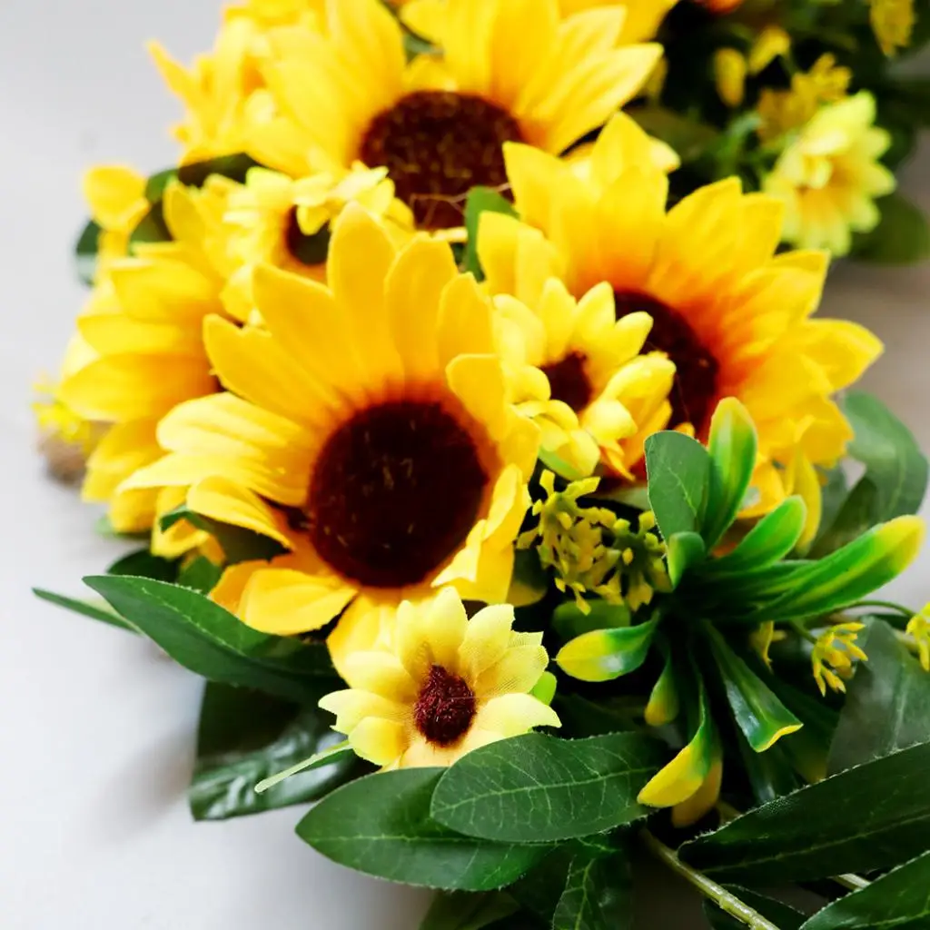 Front Door Wreath Garland Fake Sunflower Swag Arch Front Door Wall Decorations Artificial Sunflower Swag Sunflower Vines