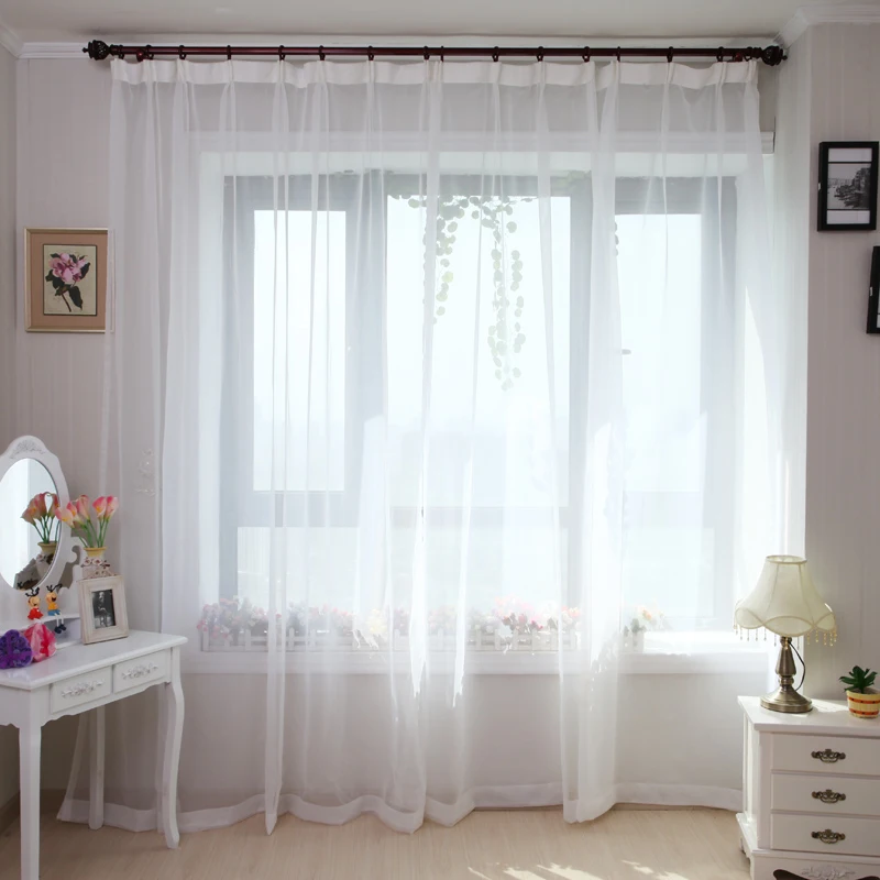 Шторы в полоску, градиентные шторы для спальни, американские затемненные занавески для гостиной, тканевые шторы на заказ X635#30 - Цвет: White Tulle