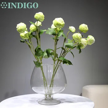 

INDIGO - 5pcs/lot Green Tea Rose Spray Decorative Rose Flower Bouquet Artificial Flower Party Event Peony Free Shipping