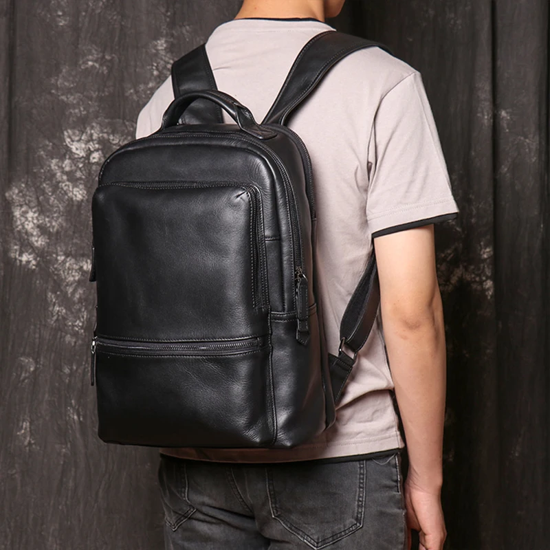 Genuine Leather Men Backpack School Bags for Teenager Boys Large Travel Backpacks for Laptop Backpack Mochila Notebook 100% leather backpack school backpack