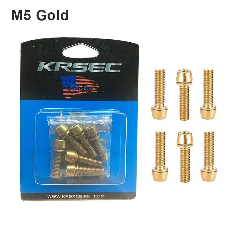 M5 Gold KRSEC M6/M5 MTB велосипед титана шток винт дорожный горный велосипед руль из нержавеющей стали винт велосипедные аксессуары - Цвет: M5 Gold