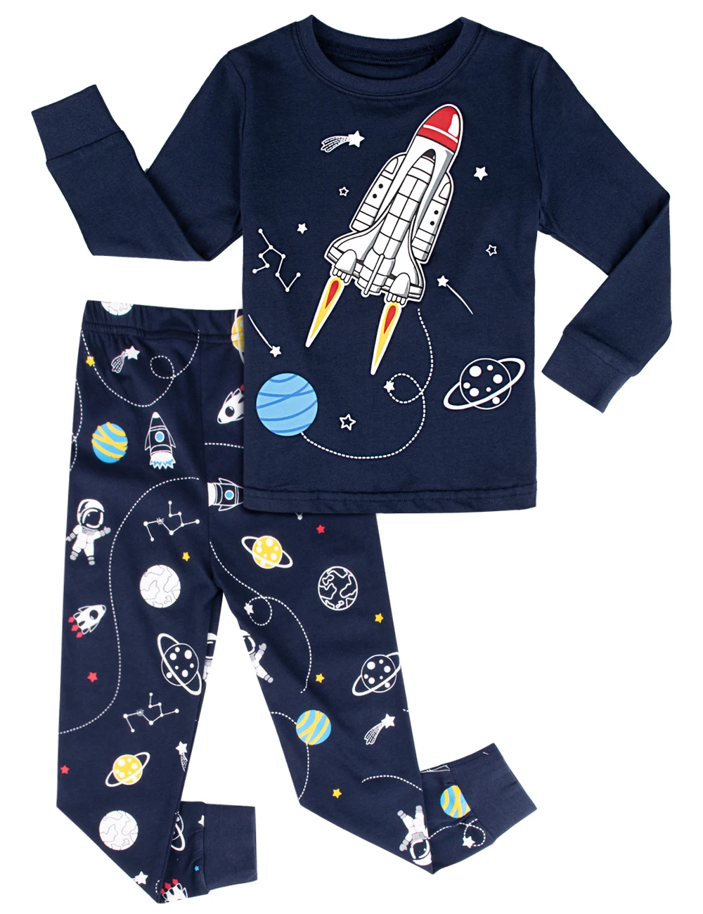 Детская Пижама для мальчиков Детские пижамы Пижама с динозавром ребенок мультфильм пижамы ночное год на весну и зиму Пижама для мальчика - Цвет: Spacecraft