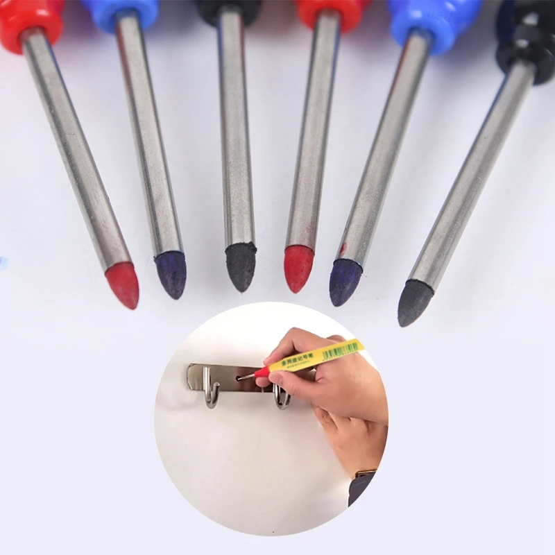 Haile 3-5Pc/lot Long Head Markers Pen Bathroom Woodworking Decoration Multi-purpose Deep Hole Marker Pens Set Red/Black/Blue Ink