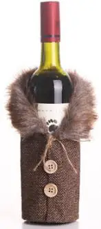 1 шт. льняная крышка бутылки вина креативная сумка для шампанского Рождественский Декор ресторана веселое рождественское красное вино бутылка Пылезащитная крышка QA 248 - Цвет: Темно-серый