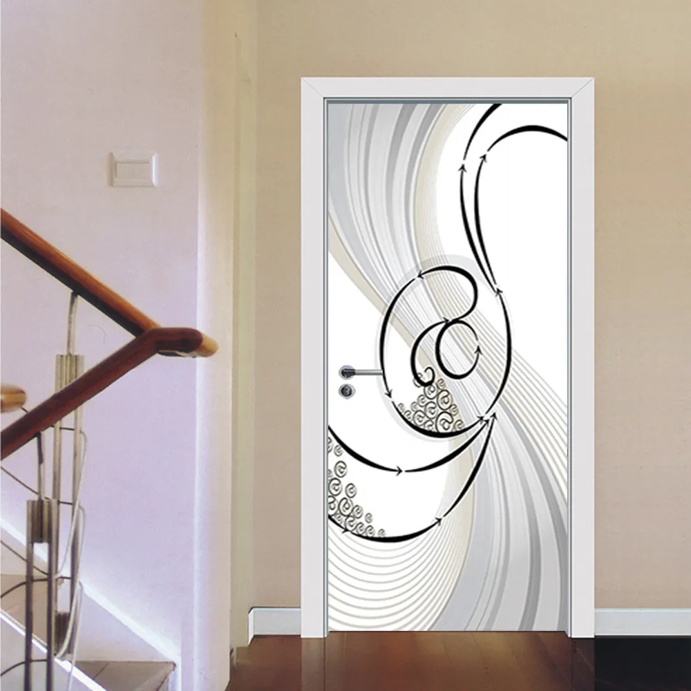 RYQRP Autocollant Porte 3D Modèle en Métal Stickers de Porte PVC Imperméable Trompe l'œil Décoration Papier Peint Murale pour Salon Cuisine Chambre Salle de Bain Decoration 88cmx200cm