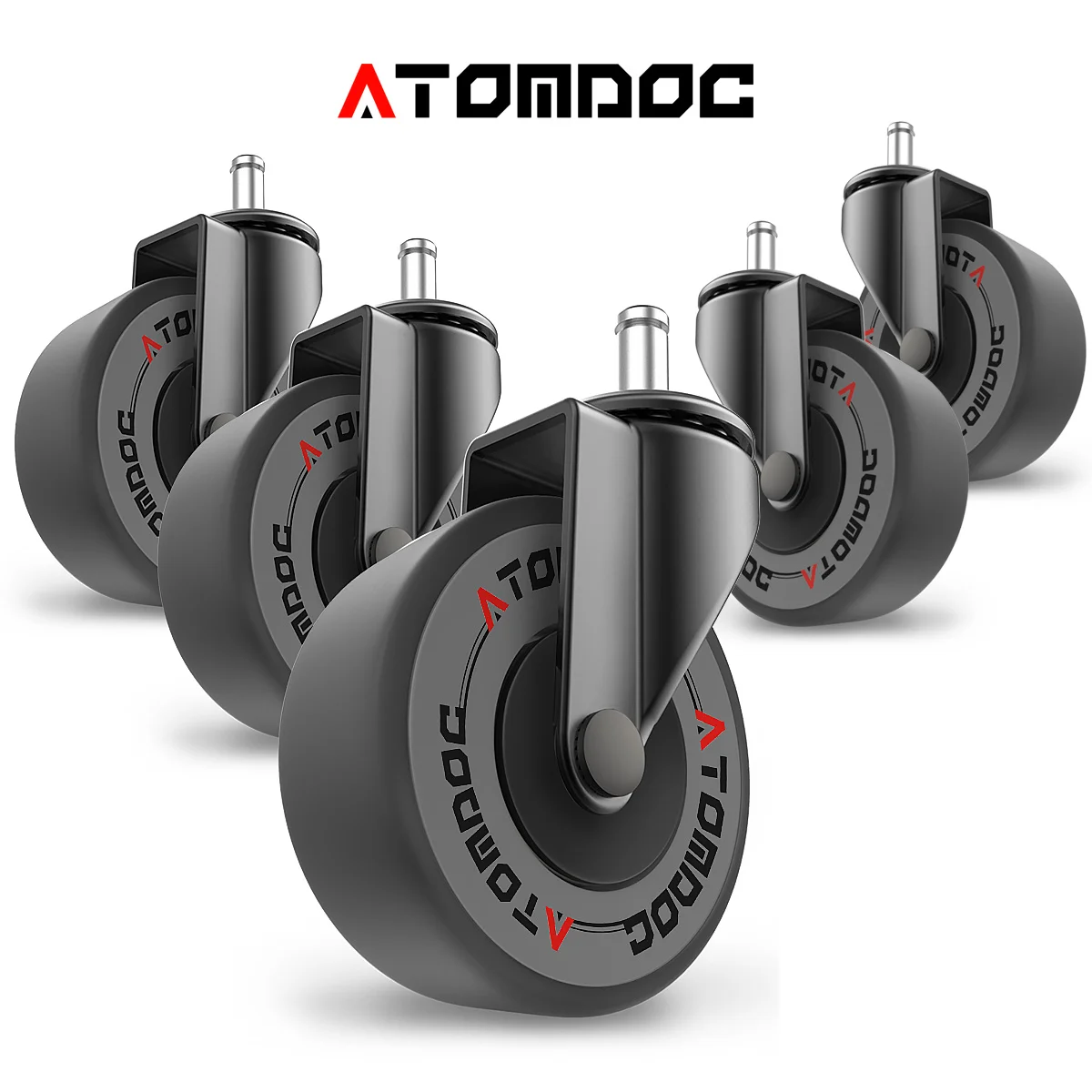 

ATOMDOC 5pcs 3" Universal Office Chair Caster Wheels Replacement Mute Casters Wheel Rubber Safe Roller Furniture chair wheels