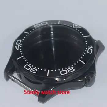 

Solid 41mm sapphire black ceramic bezel watch case fit ETA 2836 Miyota 8215 821A DG 2813 3804 automatic movement