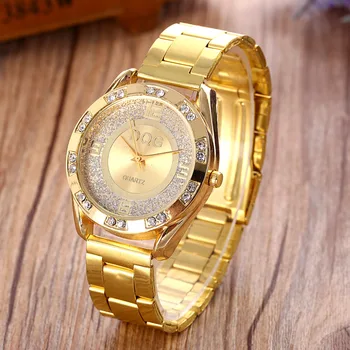 

New Famous Brand DQG Women Gold Stainless Steel Quartz Watch Crystal Luxury Casual Analog Watches Relogio Feminino Hot sale