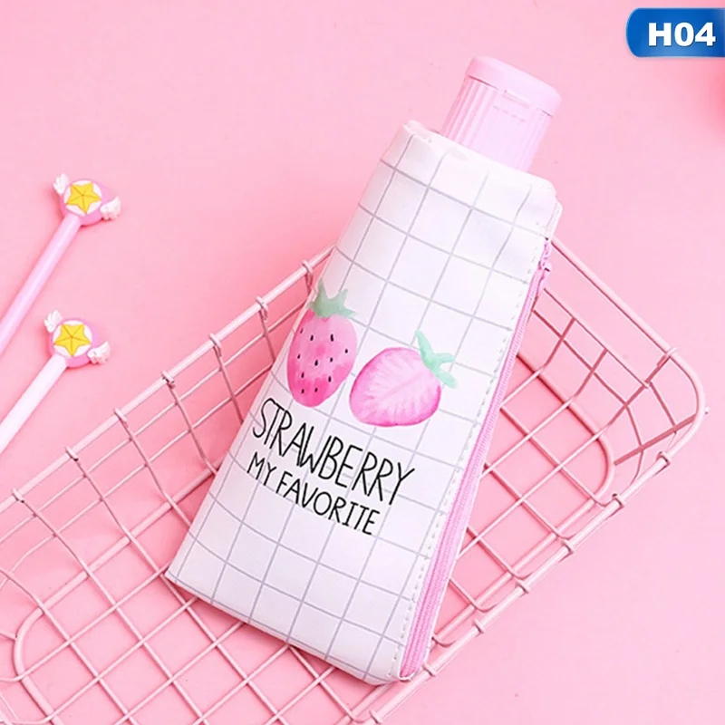 Cute Fruit Strawberry PU Big Capacity Pencil Case Multifunctional Student Stationery Pen Bag Kid Gift School Supplies - Цвет: H04