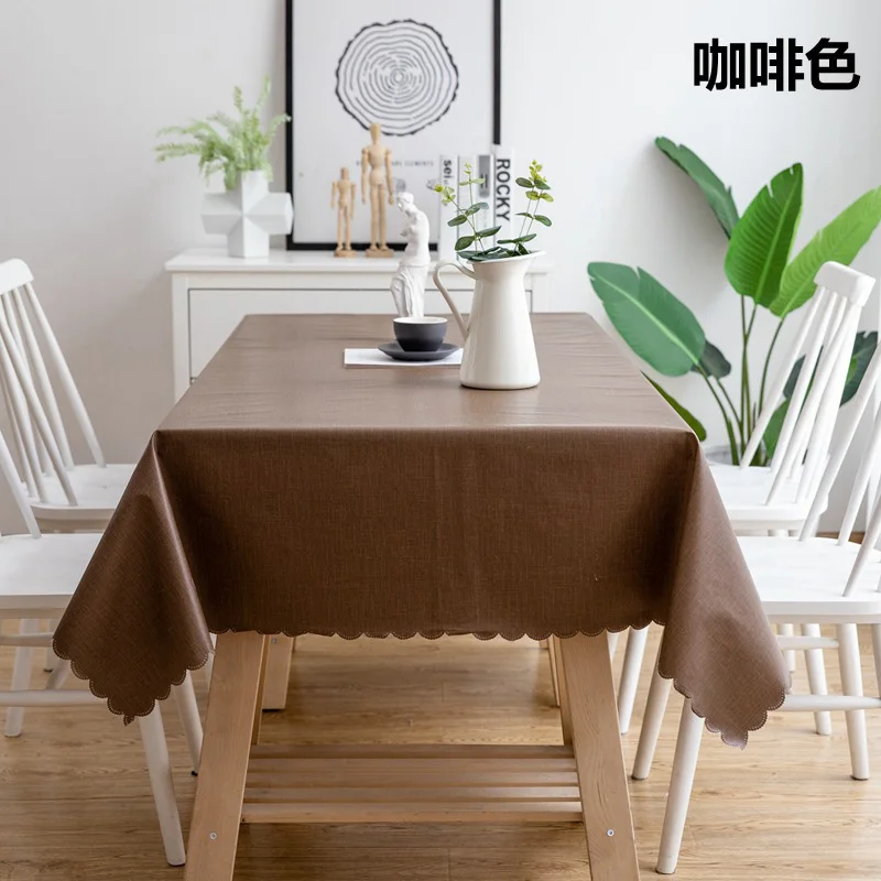 Pvc Tablecloth Restaurant Coffee Table Waterproof Anti-scalding Oil-proof Tablecloth Desk Cloth Rectangular Plain Table Cover