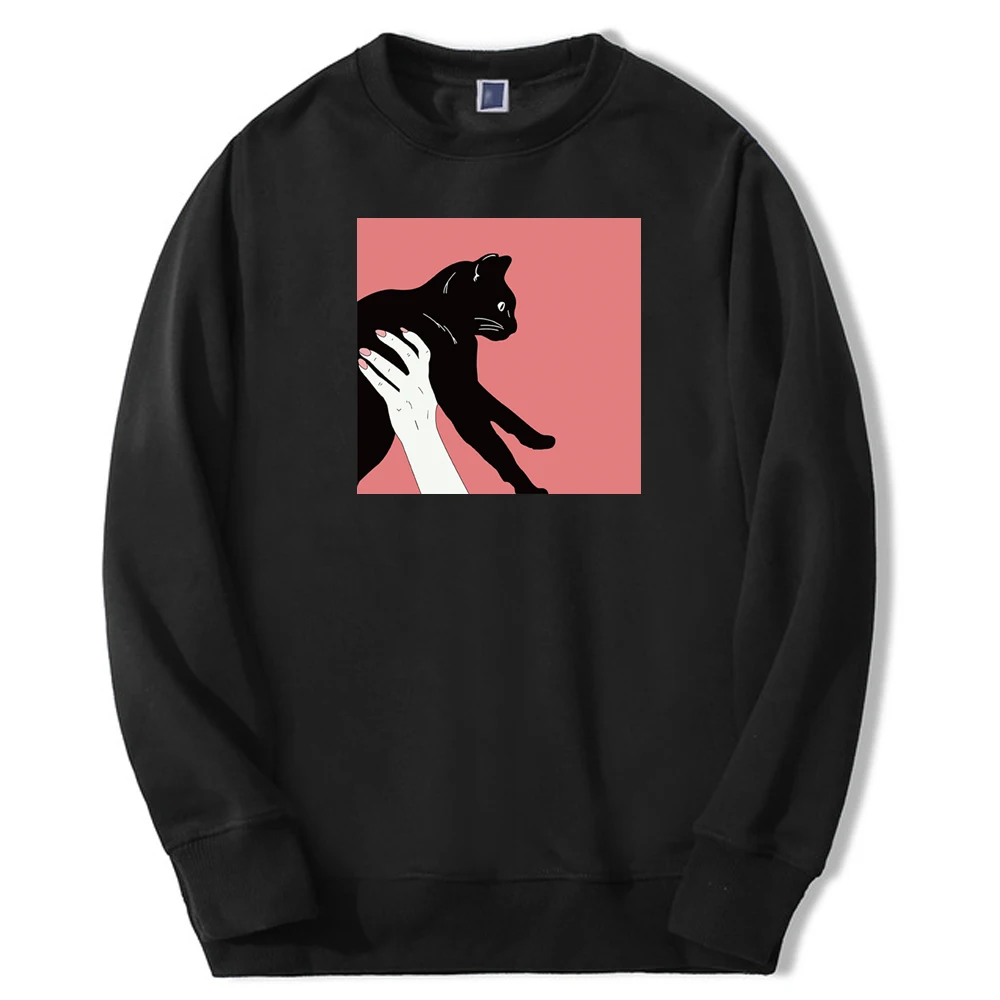 

Kawaii Back Cat Anime Spring Male Harajuku Fabrics Sweatshirt Hoodie Fleece Breathable Clothes Mens Simple Clothes