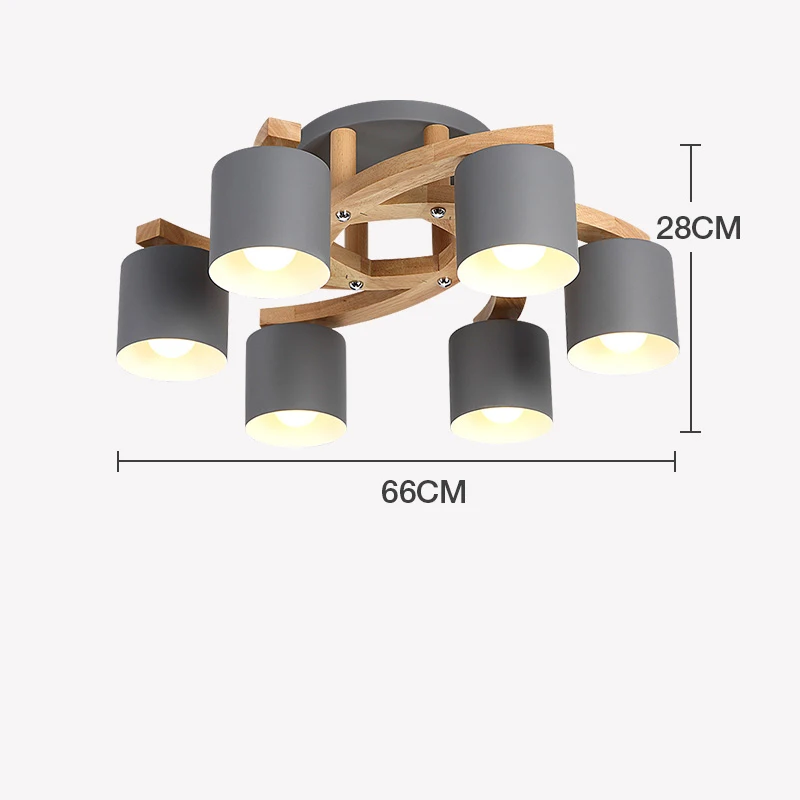 Скандинавское дерево E27 потолочный светильник простой арт стальной потолочный светильник спальня гостиная блеск Кухня Столовая и Бар Потолочные светильники Avize - Цвет корпуса: Gray 6 Heads
