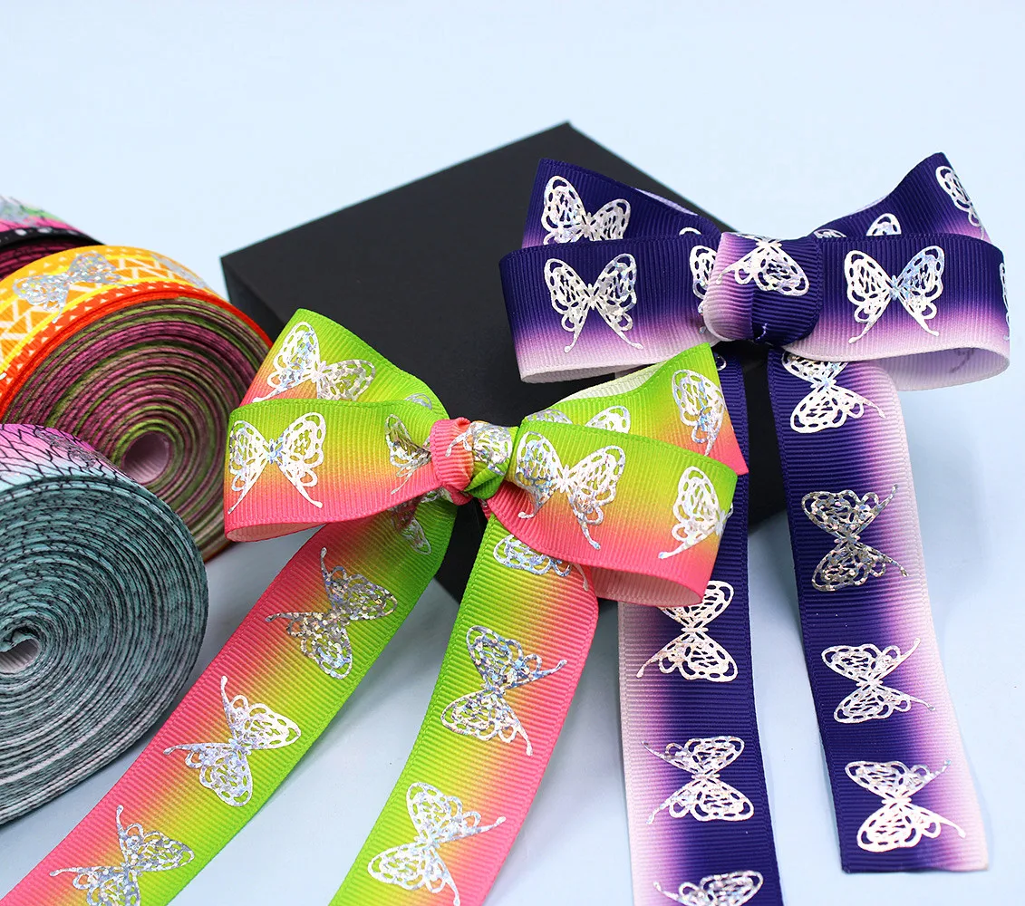 Color Gradient Laser Butterfly Grosgrain Ribbon 1 Inch (25MM) Wide  10Yards,For DIY Handmade Hairpin Accessories L-201204-1429 - AliExpress