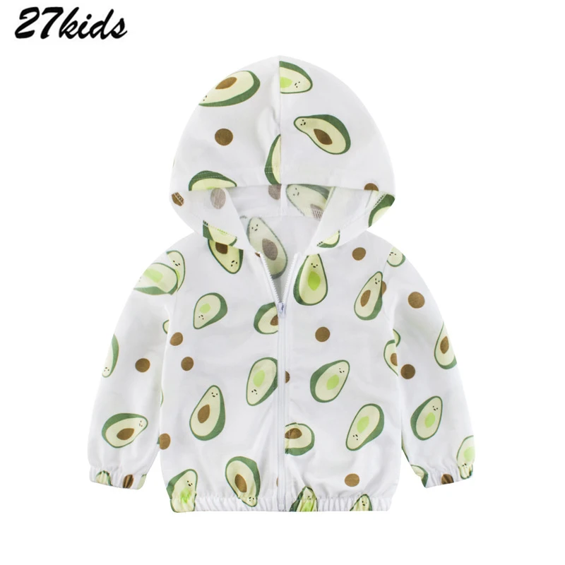 

27kids Children's Clothing Spring Summer Boys Girls Hooded Sun Protection Sunscreen Clothing Child Kids Baby Coat Zipper Tops