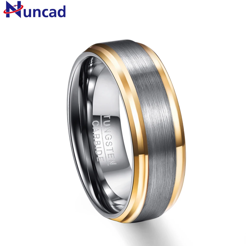 Nuncad 8MM Width 2.3MM thick tungsten metal lovers wedding ring with full size 7 8 9 10 11 12 for men's | Украшения и