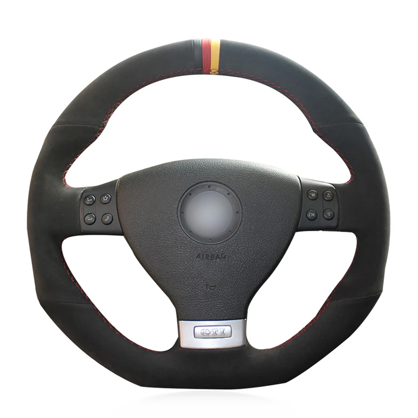 

Black Suede Hand-stitched Car Steering Wheel Cover for Volkswagen Golf 5 Mk5 GTI VW Golf 5 R32 Passat R GT 2005