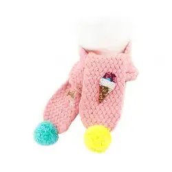 Корейский Winghouse детский шарф милый Icecream помпон глушитель девочка осенне-зимний теплый вязаный шарф с воротником
