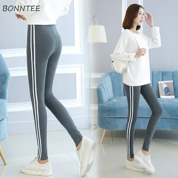 

Leggings Women High Elasticity Striped Korean Style All-match Trendy Female Cotton Plus Size Womens Leisure Students Slim Lovely