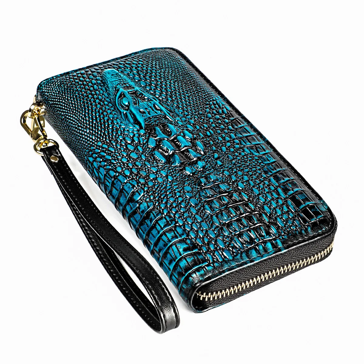 916 Blue Crocodile Новые женские кошельки из натуральной кожи, Длинная женская кожаная сумочка, карман для сотового телефона, Дамский кошелек, роскошный держатель для карт, Carteira Feminina - Цвет: 916 Blue Crocodile