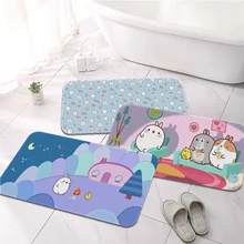 

Kawaii Molang Printed Flannel Floor Mat Bathroom Decor Carpet Non-Slip For Living Room Kitchen welcome Doormat