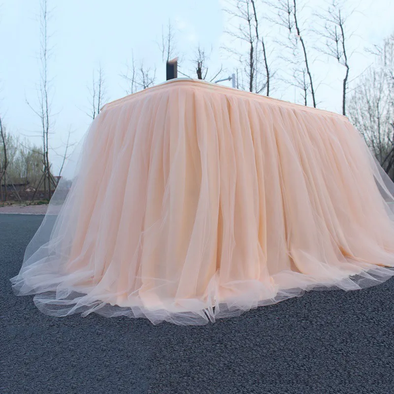  Tutu Tulle Table Skirt Elastic Mesh Tulle Tablecloth Tablecloth for Wedding Party Table Decoration 