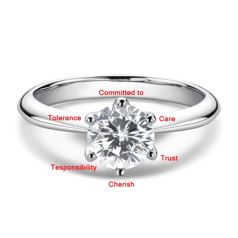 Moissanite Diamond Ring 925 Silver 0.5/1.0 Carat engagement rings wedding rings finger rings stone rings fashion ring fashion rings metal rings