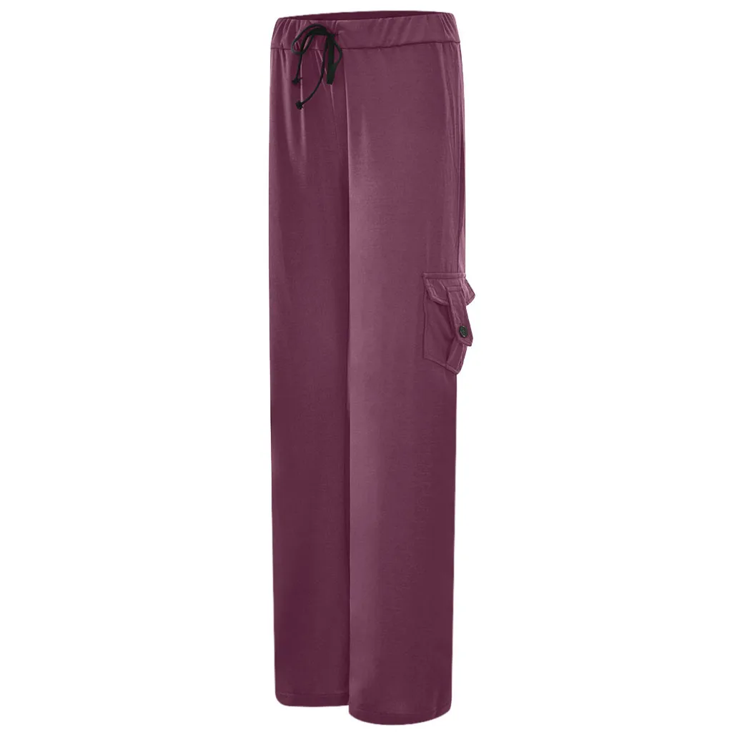 Уличные высокоэластичные брюки женские Однотонные эластичные мягкие брюки с карманами для йоги повседневные свободные прямые брюки спортивная одежда