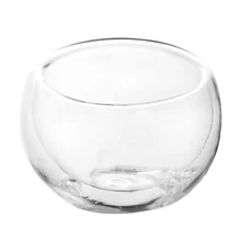 Handmade double wall heat resistant thermoformed glass tea bowl(clear, 50 ml