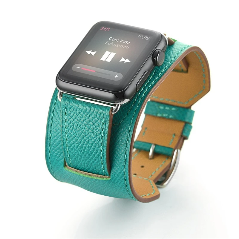 Хорошее качество Браслет-манжета ремешок для Apple Watch ремешок 44 мм 42 мм 40 мм 38 мм Натуральная Кожа Замена для iWatch серии 5 4 3 2