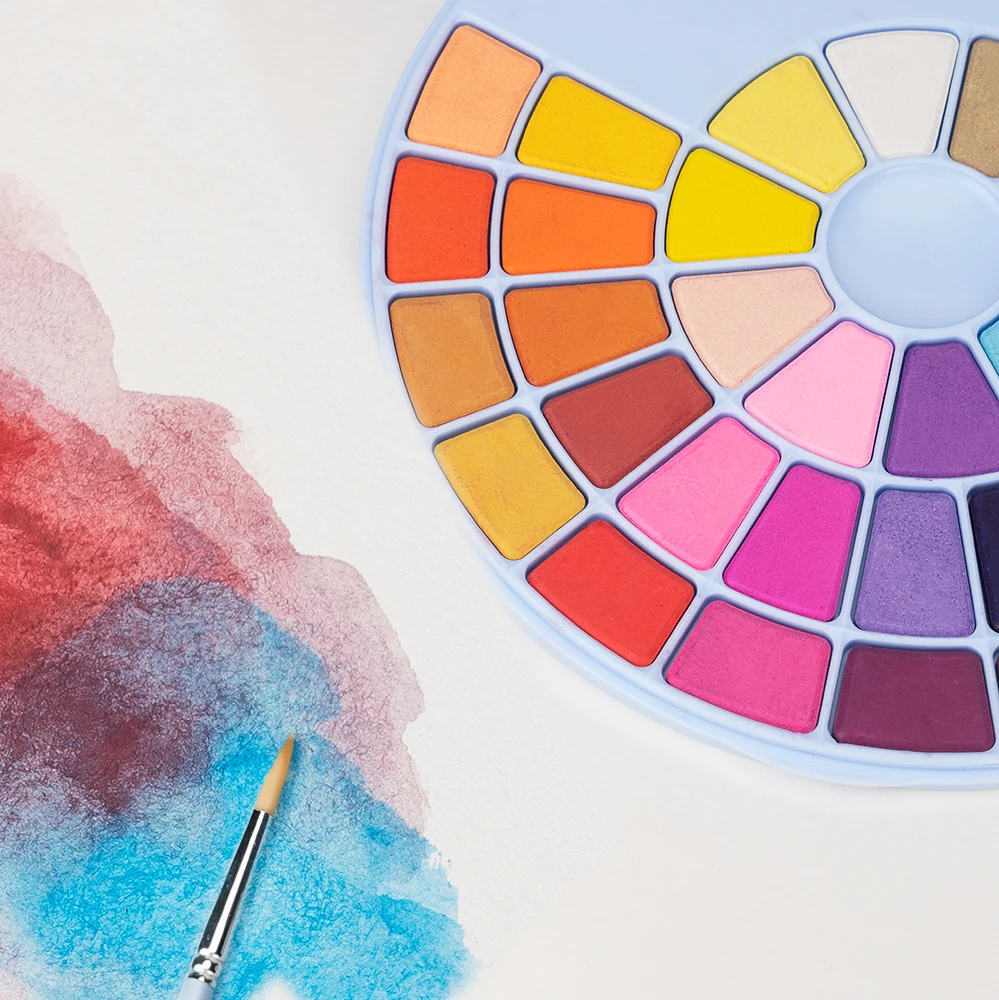 

MIYA HIMI Water Colors Palette 24/38 Assorted Colors Solid Watercolor Paint Set portable solid powder gouache painting pigment f