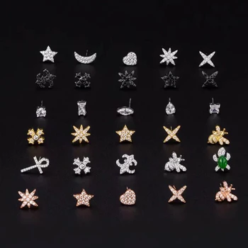 

KAKANY Ladies Mixed Set Earrings Micro Inlaid Top CZ Crystal Star Bee Cross Sterling Silver Earrings Earrings Fashion Jewelry