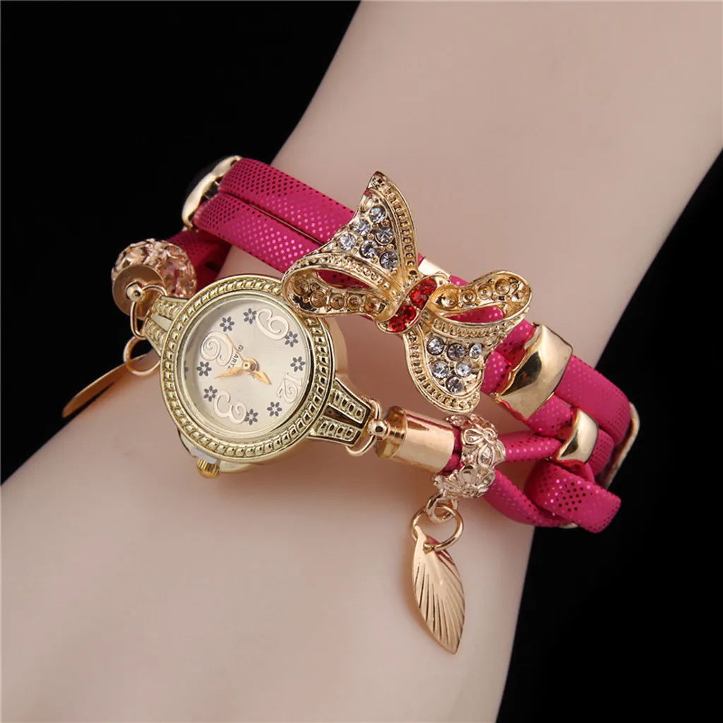 2021 New Watches Butterfly Retro Rhinestone Bracelet Watches Women Lovely Wedding Quartz Watches Часы Женские Наручные