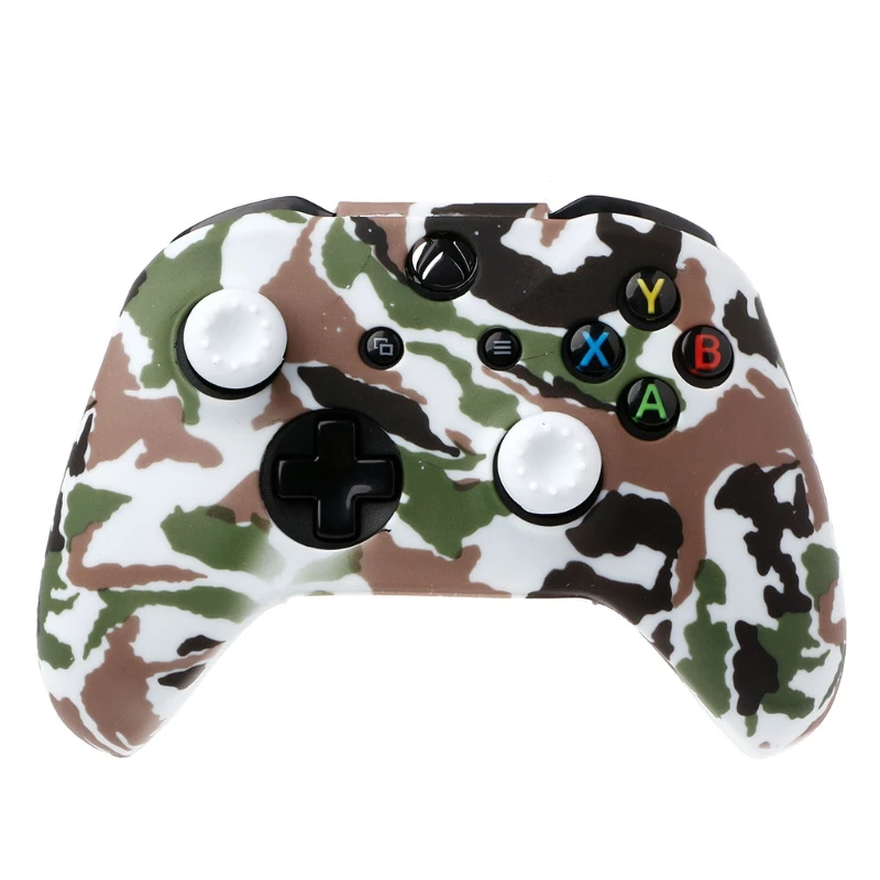 Camouflage Silicone Gamepad Cover + 2 Joystick for xbox one X S Controller 