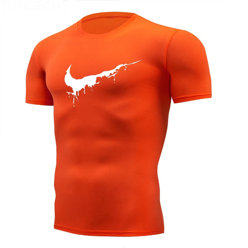 Мужские футболки для бега с принтом быстросохнущие Компрессионные спортивные футболки Фитнес футболка для тренажерного зала и бега футболки футбол спортивная одежда Джерси
