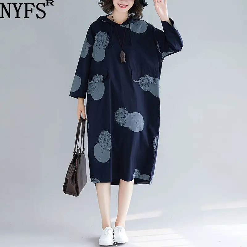 

NYFS 2019 New Autumn dress Vintage Literary long dress loose Dot women dress Vestidos Robe Elbise Dresses