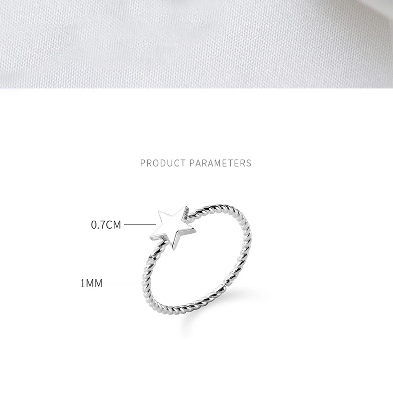 MloveAcc Горячая стерлингового серебра 925 простой геометрический звезда женское свадебное кольцо на палец серебряные ювелирные изделия
