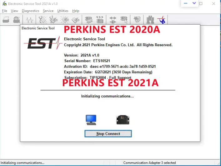 Полнофункциональный 2020a 2021A для электронного сервисного инструмента Perkins EST