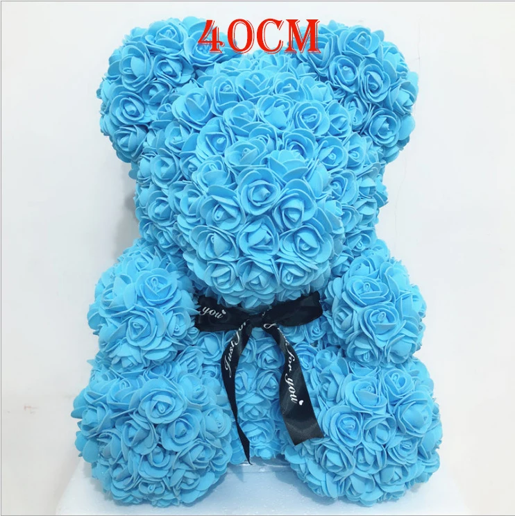 40cm 25/40 см красная Роза плюшевый медведь цветок розы искусственные украшения Рождественские подарки Для женщин Штаны для девочек с рождественским изображением подарки на день Святого Валентина, Droship - Цвет: 40cm
