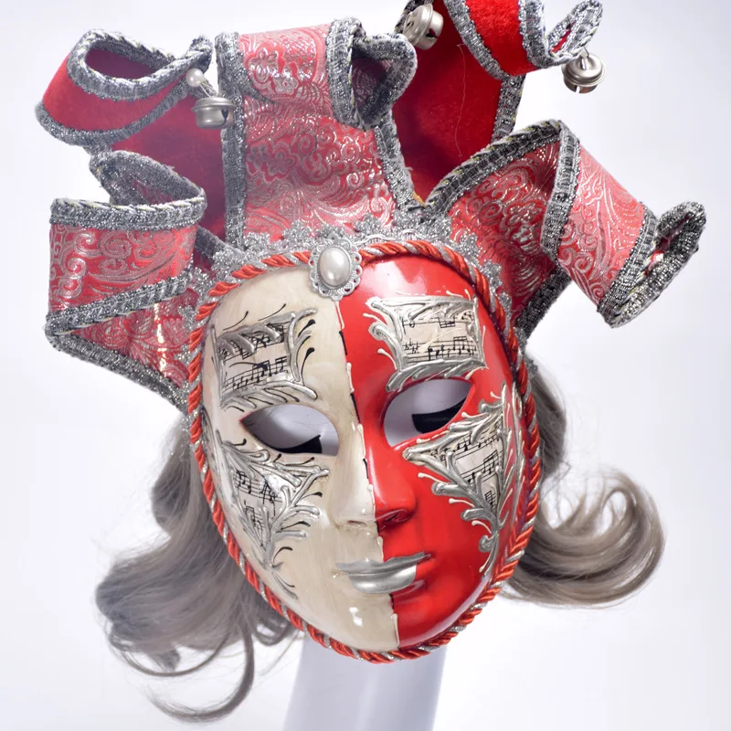 Венецианская маска Jester Jolly для костюма вечерние для маскарада, карнавала Дионисия Хэллоуин Рождество классика Italia маска полное лицо