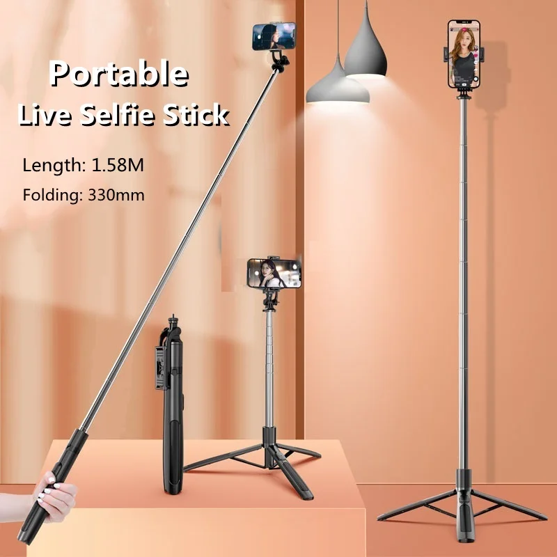 FANGTUOSI NEW 158cm Wireless Bluetooth Selfie Stick Tripod Foldable Monopod For Gopro Sports Action Camera Smartphones