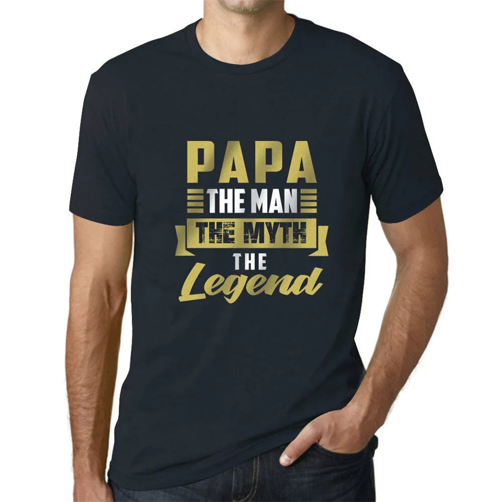 

Men's Tee Shirt Graphic T-Shirt Papa 5 The Man The Myth The Legend Navy Custom Print Tee Shirt