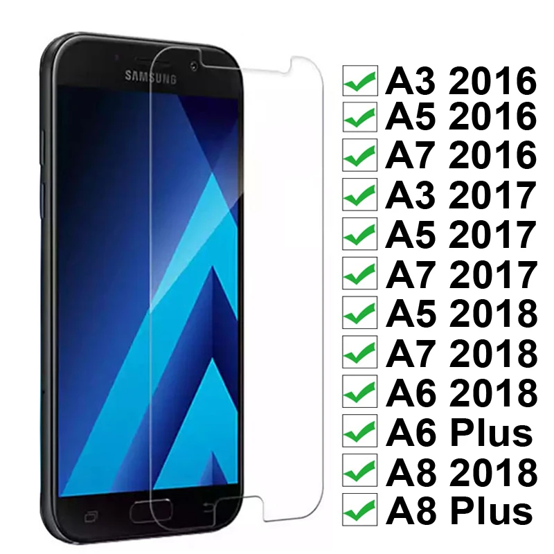 9H HD Премиум Закаленное стекло для samsung A3 A5 A7 протектор экрана для Galaxy A6 A8 Plus защитная пленка
