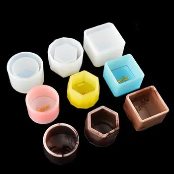 

3Pcs/Set Crystal Epoxy Resin Mold Flowerpot Casting Silicone Mould Handmade DIY Crafts Decorations Storage Box Making Tools