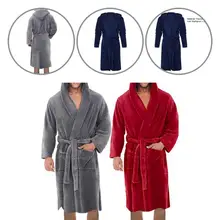 

Bath Robe Chic Lightweight Loose Hooded Pockets Warm Men Nightgown Home Clothes Pajamas Robe Plush Bathrobe