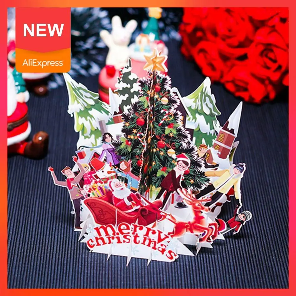 3D открытки Счастливого Рождества оригами Бумага лазерная резка поздравительные