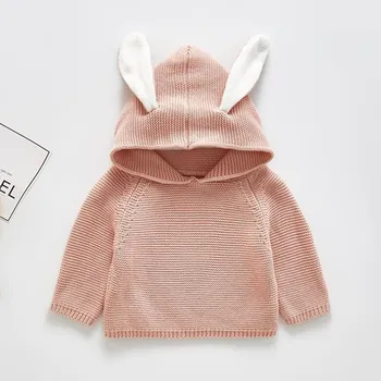 

Toddler Baby Kids Girls Boys Rabbit Hooded Warm Sweater Knit Crochet Tops mommy and me clothes 2020 W218