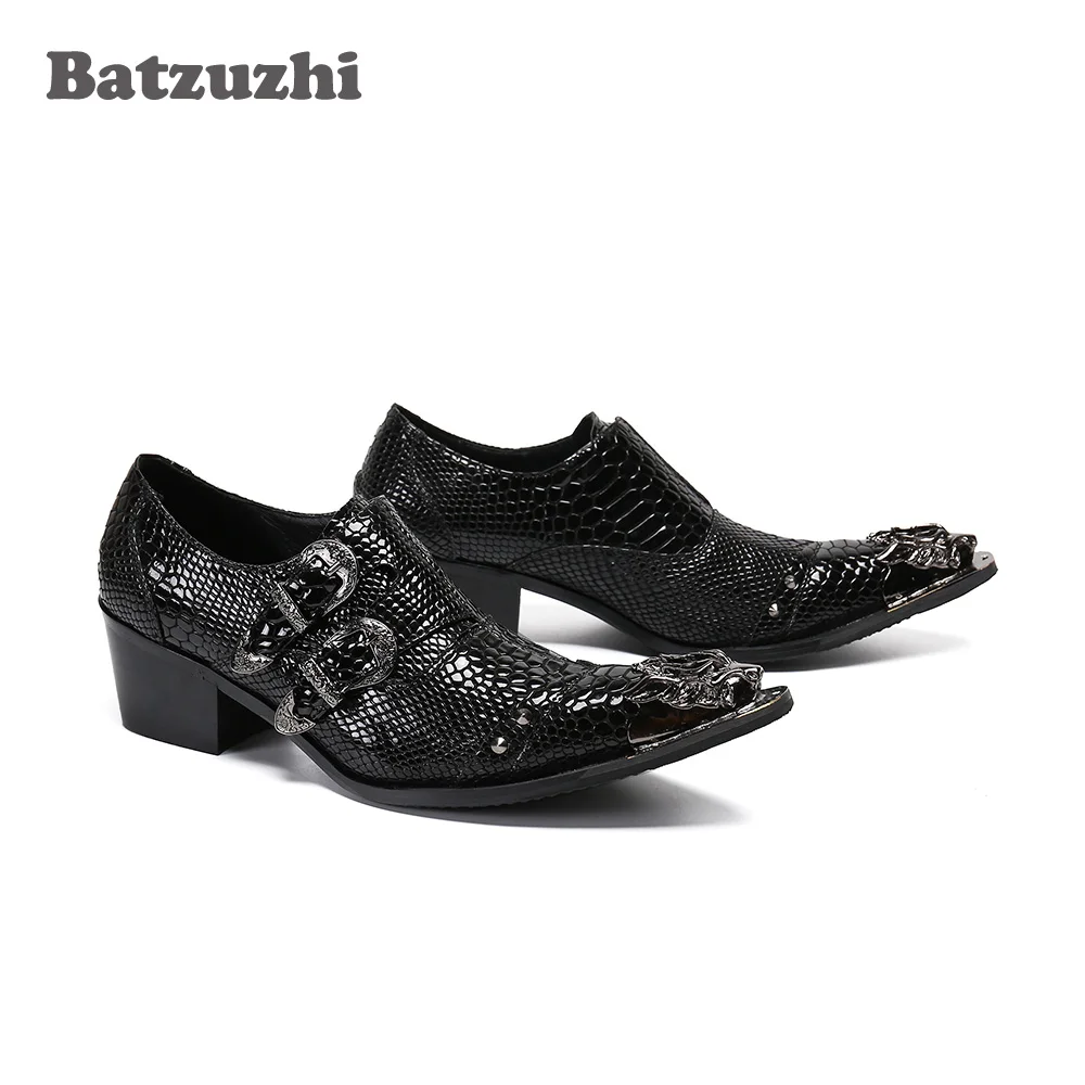 Batzuzhi Luxury Handmade Men Shoes Black Genuine Leather Dress Shoes Chaussure Homme Luxury Male Formal Party Flats Shoes,US6-12