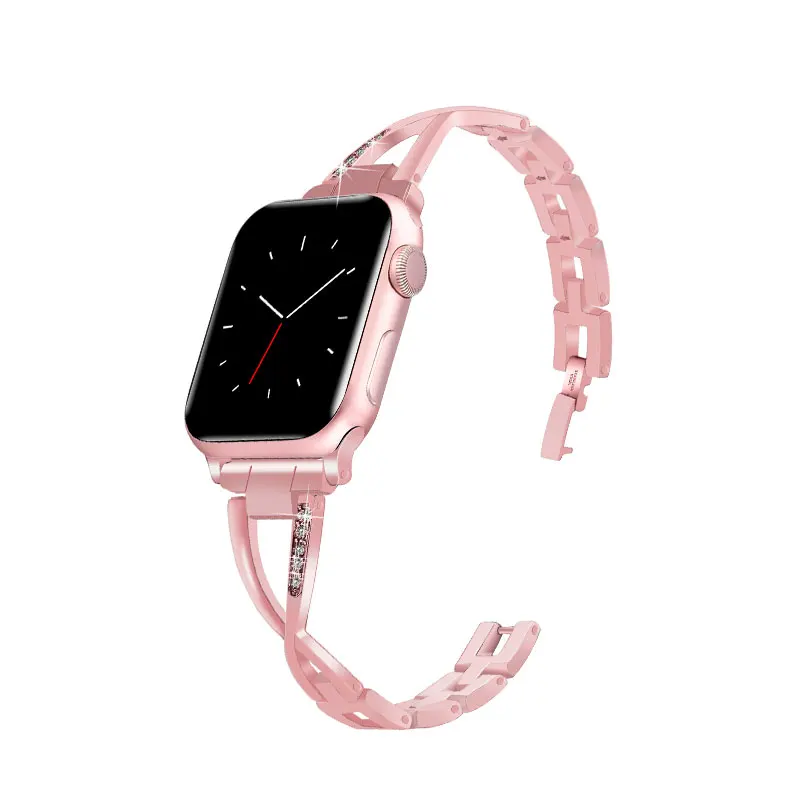 H001 Rose pink Для женщин Нержавеющая сталь Band для apple Watch Series 5/4/3/2/1 38 мм 40 мм металлический браслет-ремешок для apple аксессуары для iwatch - Цвет ремешка: H001 Rose pink