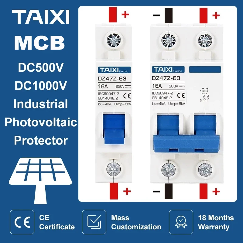 Solar Energie PV MCB DC 1000V Mini Circuit Breaker 2P 100A 500V Photovoltaik Power Generation Schalter 63A 16A 40A 32A 125A
