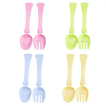 

Creative Silicone Baby Training Fork Spoon Child Eating Safe Feeding Tableware Kids Food Supplement Spoons Forks